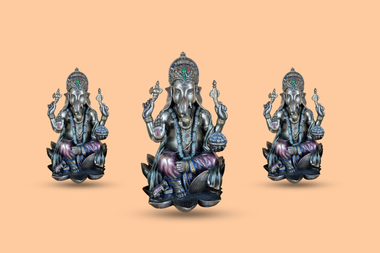 Brass Finish Lord Ganesha Sculpture