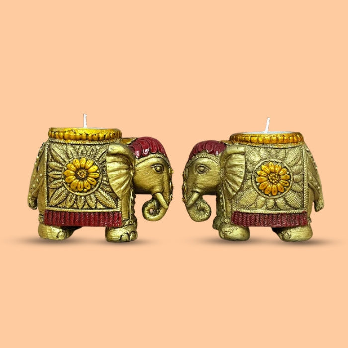 Handcrafted Wooden Elephant Candle Holder