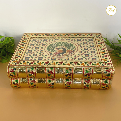 Buy Now Peacock Print Meenakari Jewellery Box | Handcrafted Elegance