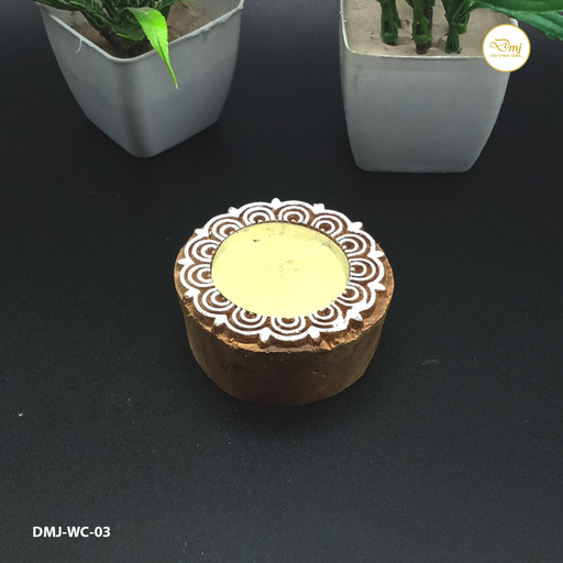 Hand-Carved Wooden Tealight Holder at Best Price in India