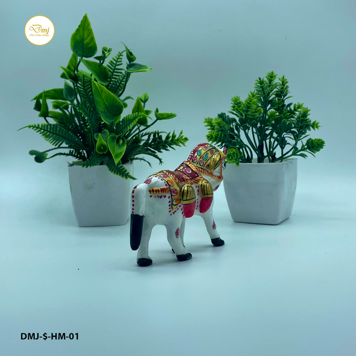 Handcrafted Metal Meenakari Horse Figurine – Elegant Home Décor