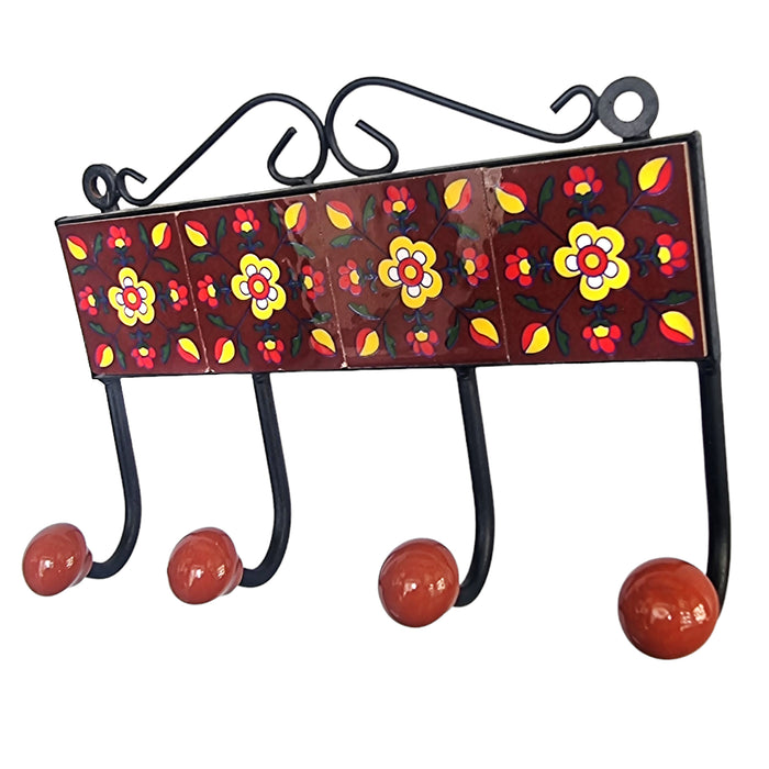 Handpainted Ceramic Tiles Iron Key Hanger Online