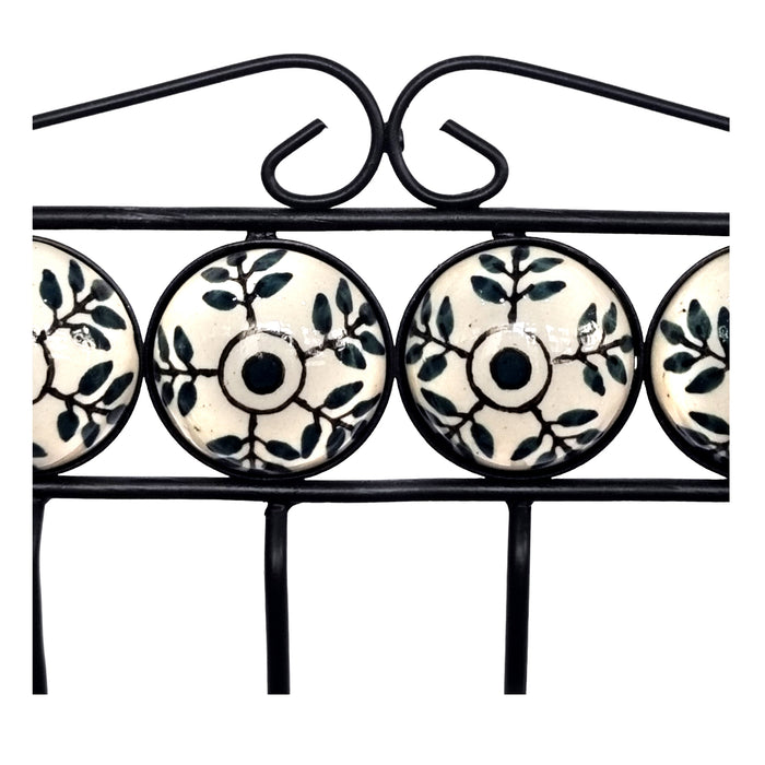 6 Peg Floral Ceramic Handpainted Hooks & Wall Key Hangers