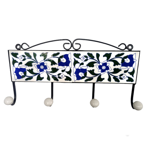 Flower Ceramic Tiles Iron Wall Key Hangers