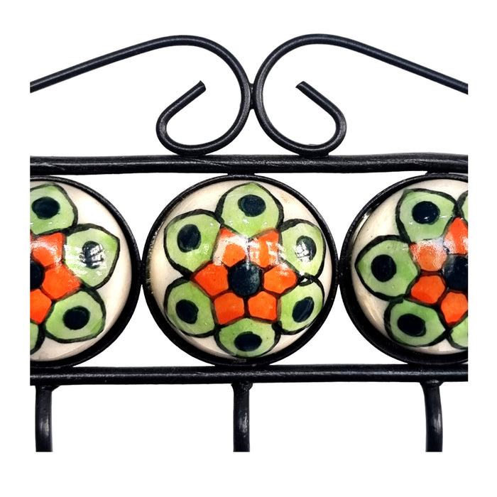 Ceramic Iron Key Hanger with 5 Hooks