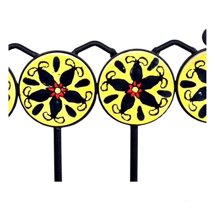 Flower Ceramic Iron Wall Key Hangers With 4 Hooks