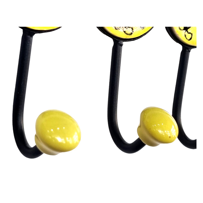 Flower Ceramic Iron Wall Key Hangers With 4 Hooks