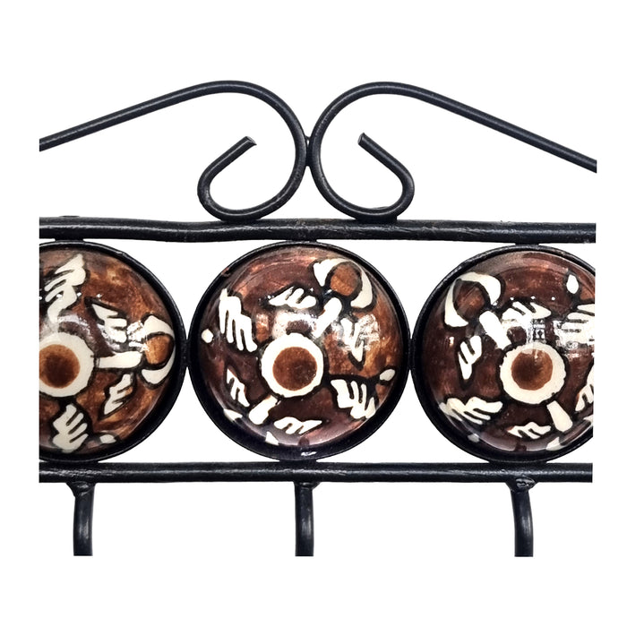 Handcrafted Brown Ceramic Iron Wall Key Hanger