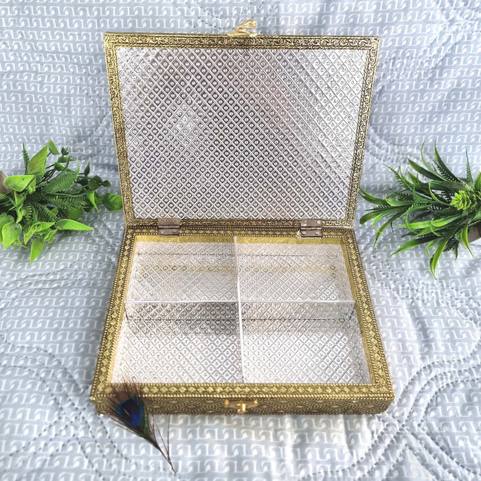 Handicrafts Peacock Designed Wooden Dry Fruit Box