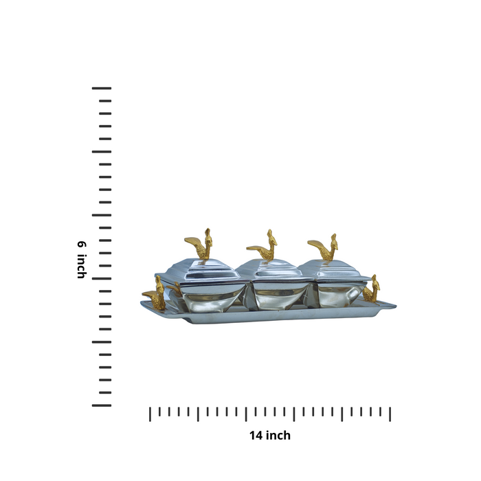 Premium Silver Steel Tray | 3 Square Serving Tray | Buy Now