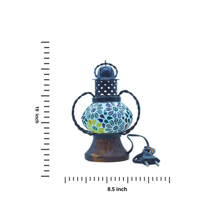 Handmade Wooden Mosaic Designer Glass Lantern with colorful mosaic glass patterns