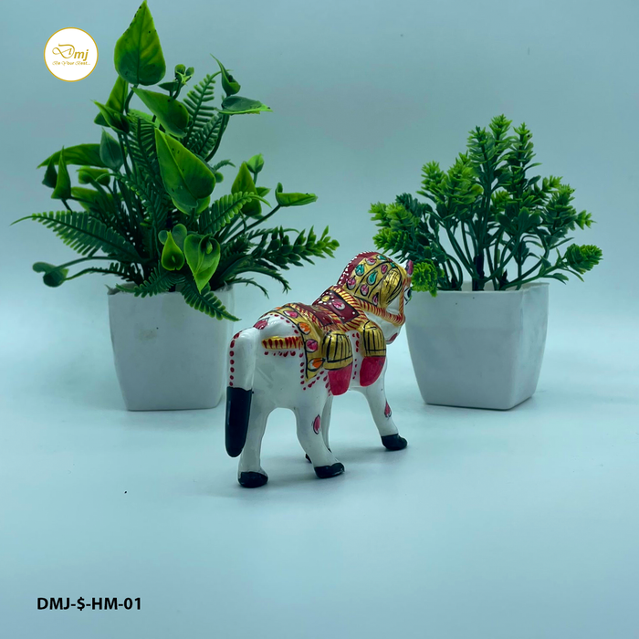 Handcrafted Metal Meenakari Horse Figurine – Elegant Home Décor