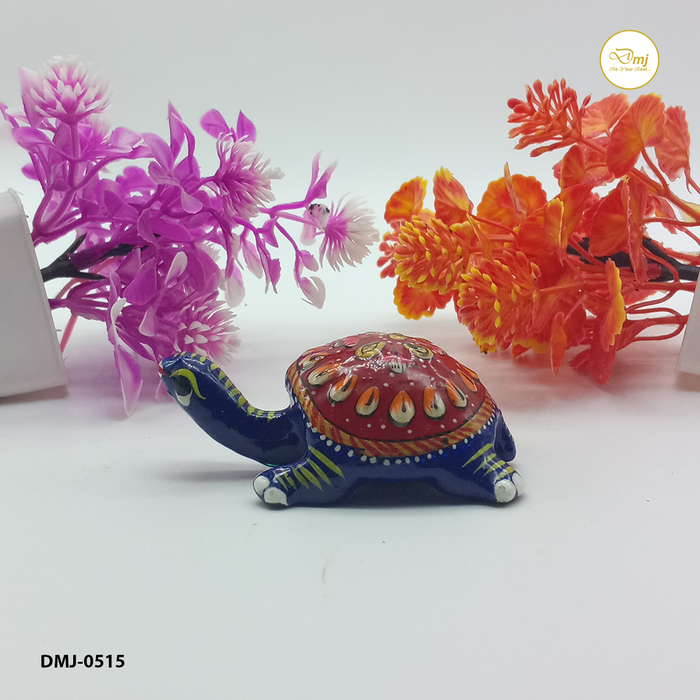 Hand-Painted Decorative Meenakari Turtle Figurine – Vibrant Home Décor
