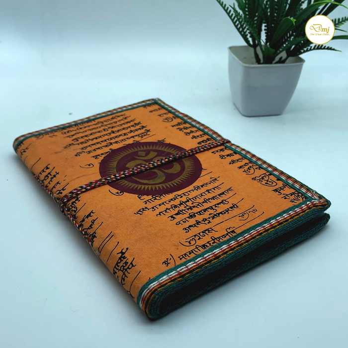 Orange Color Handmade Cotton Paper Diary with OM Symbol