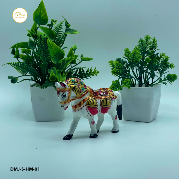 Handcrafted Metal Meenakari Horse Figurine – Elegant Home Décor