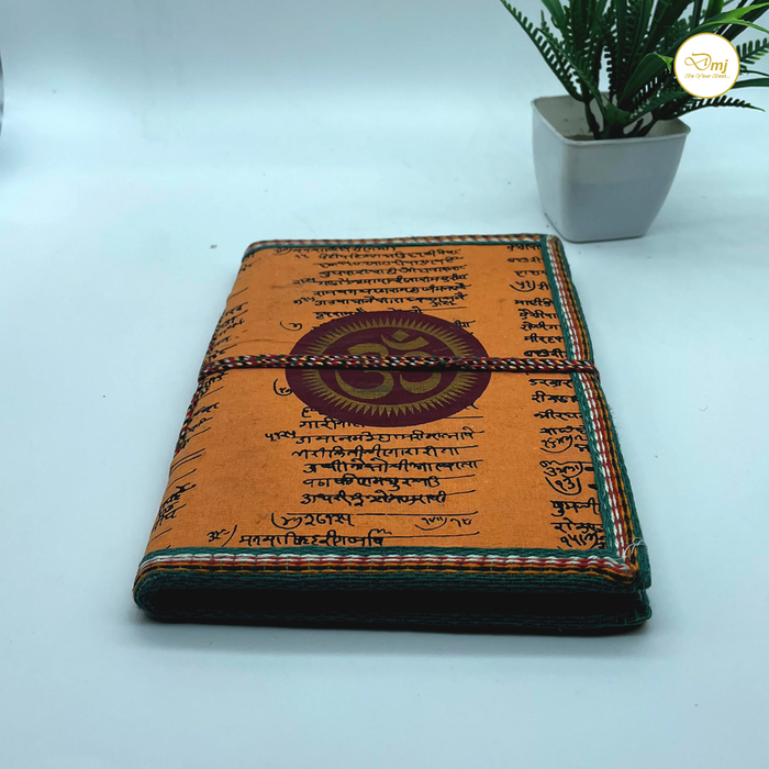 Orange Color Handmade Cotton Paper Diary with OM Symbol