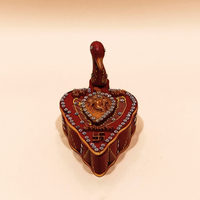 Handcrafted Wooden Swan Box for Temple Decor and Tika Presentation