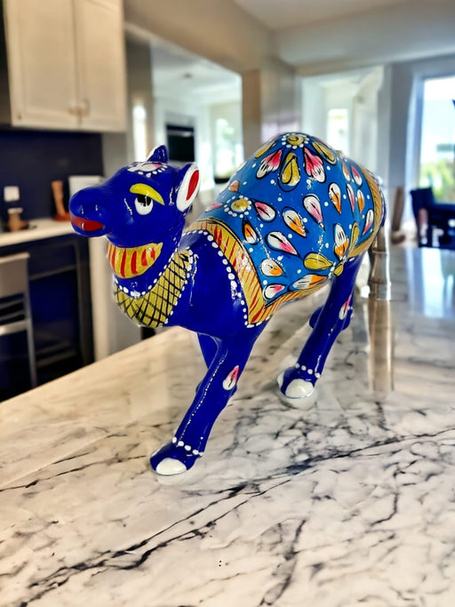 Blue Color Handcrafted Meenakari Metal Camel Statue