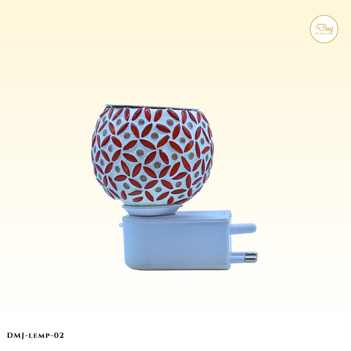 Handcrafted Decorative Round Roli Poli Lamp with Colorful Mosaic Glass Patterns for Home Décor