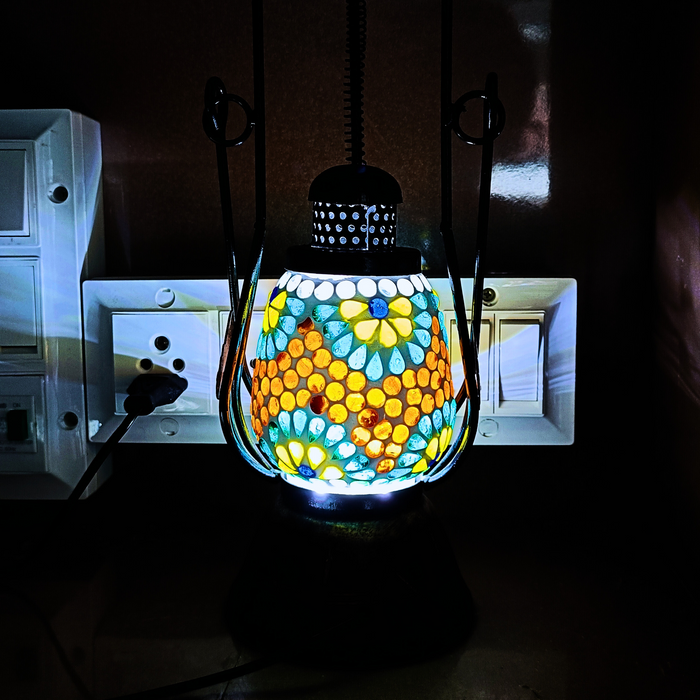 Handcrafted wooden mosaic lantern for home décor, perfect decorative table lamp & lantern