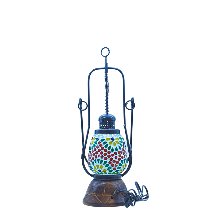 Handcrafted wooden mosaic lantern for home décor, perfect decorative table lamp & lantern