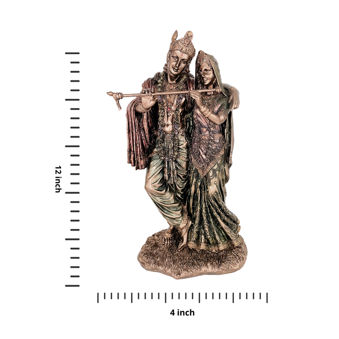 Polyresin Bronze Finish Radha Krishna Idol Decorative Statue