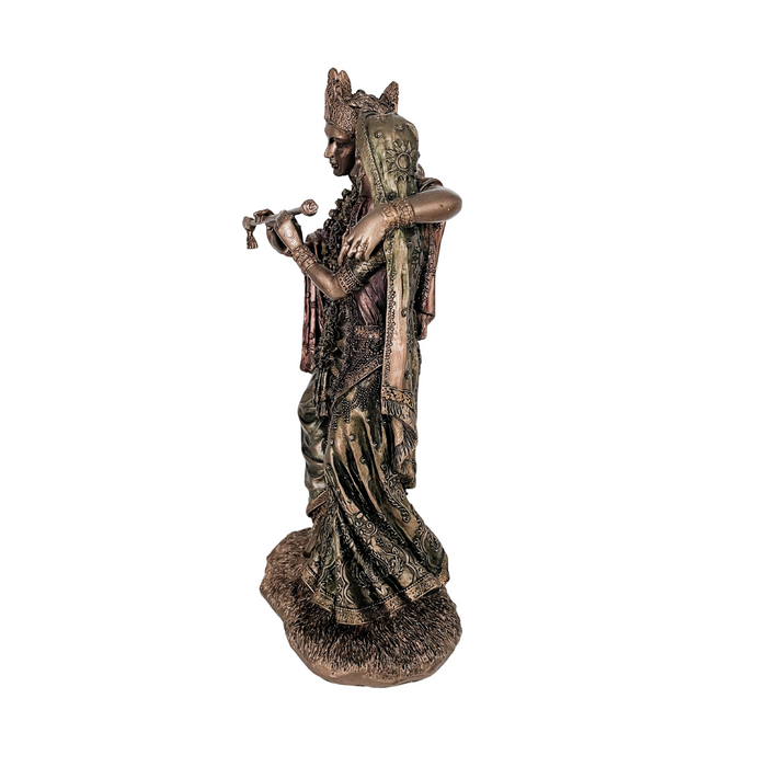 Polyresin Bronze Finish Radha Krishna Idol Decorative Statue