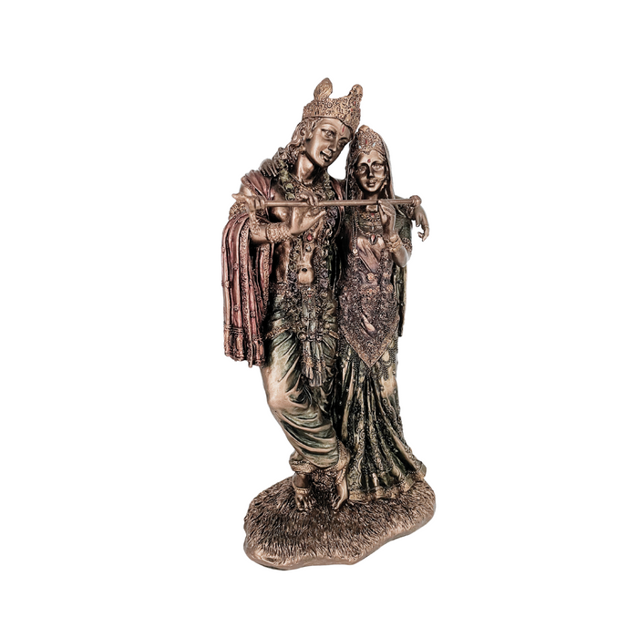 Polyresin Bronze Finish Radha Krishna Idol Decorative Statue