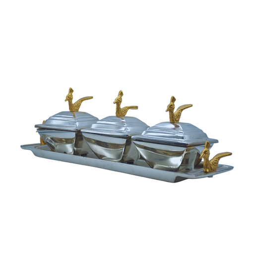 Premium Silver Steel Tray | 3 Square Serving Tray | Buy Now