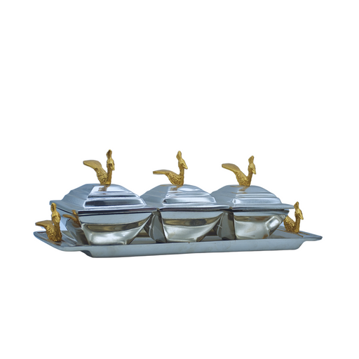 Premium Silver Steel Tray | 3 Square Serving Tray | Buy Now