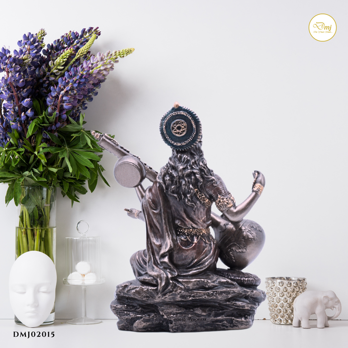 Handcrafted Copper Finish Goddess Saraswati Idol Statue Online