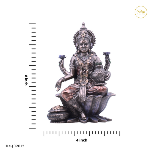 Handcrafted Copper Finish Goddess Lakshmi Statue Temple Decor