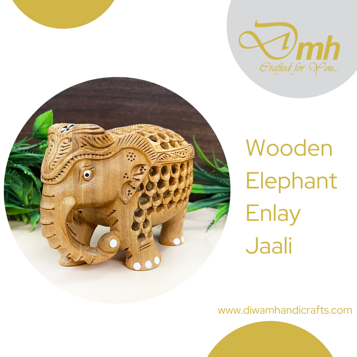Wooden Elephant Figure-A Handmade Indian Jali Painting