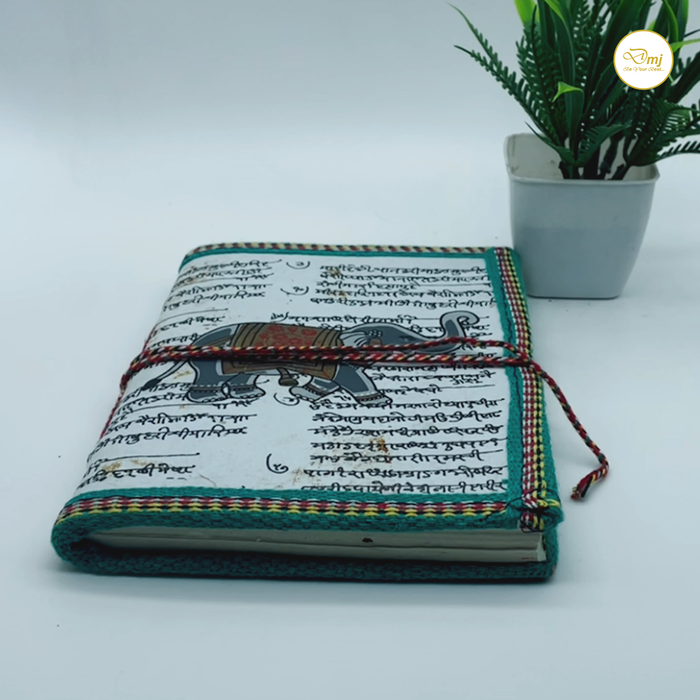 Elephant Design Handmade Cotton Paper Diary