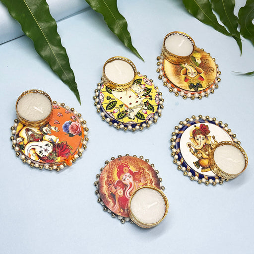 Handcrafted Lord Ganesha tealight candle holders set of 5