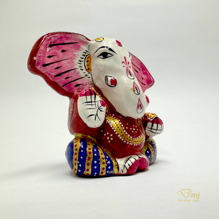 Handcrafted Meenakari Metal Ganesha Statue for Temple Decor