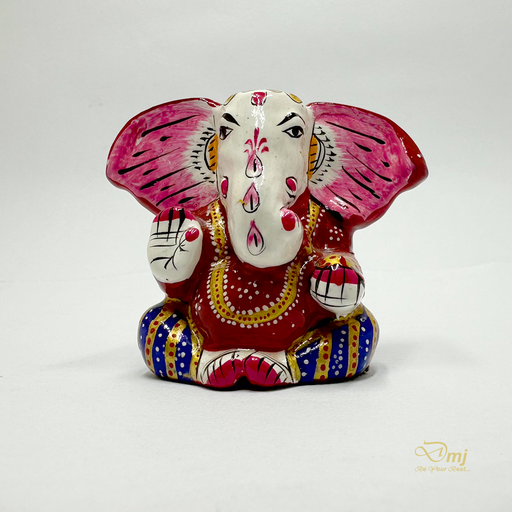 Handcrafted Meenakari Metal Ganesha Statue for Temple Decor