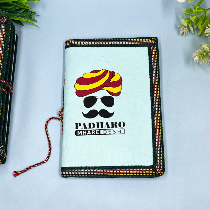 Handmade Cotton Paper Diary with Padharo Mahare Desh Quotes 4