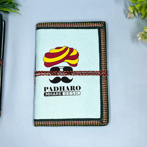 Handmade Cotton Paper Diary with Padharo Mahare Desh Quotes