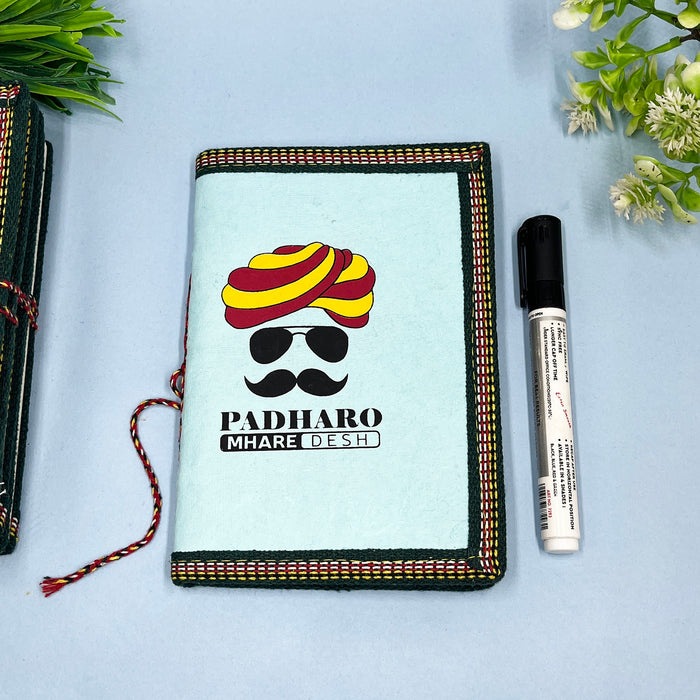 Handmade Cotton Paper Diary with Padharo Mahare Desh Quotes 5