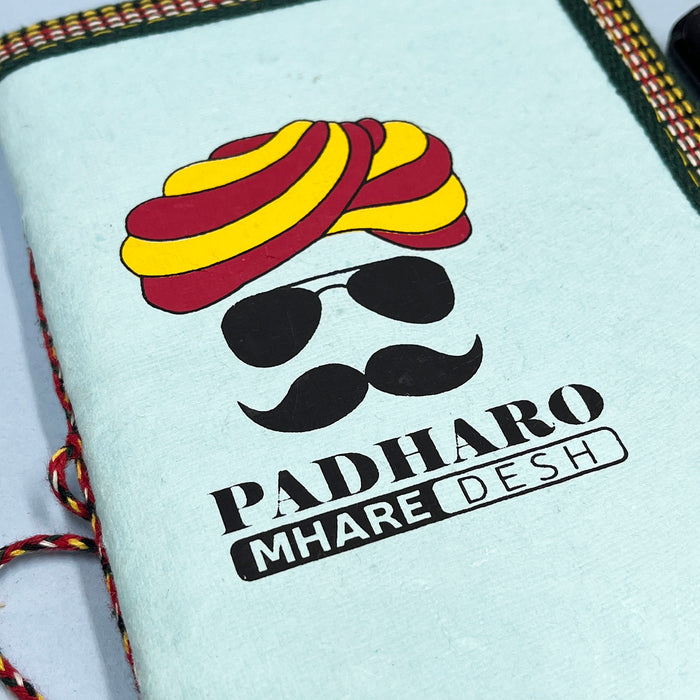 Handmade Cotton Paper Diary with Padharo Mahare Desh Quotes 6