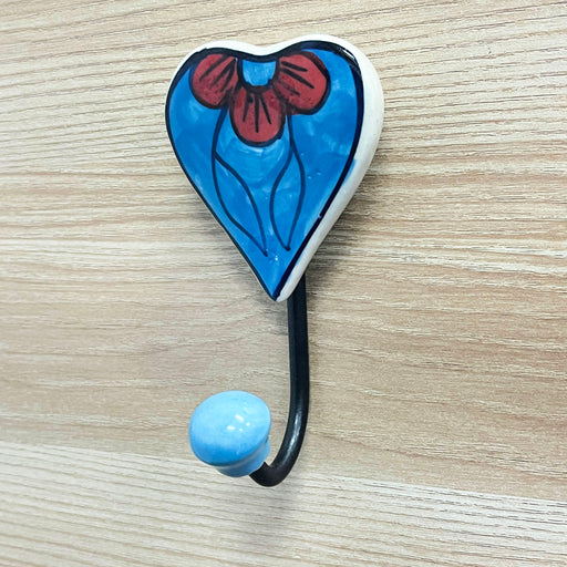 Heart Shaped Ceramic Iron Key Holder with Floral Design 1