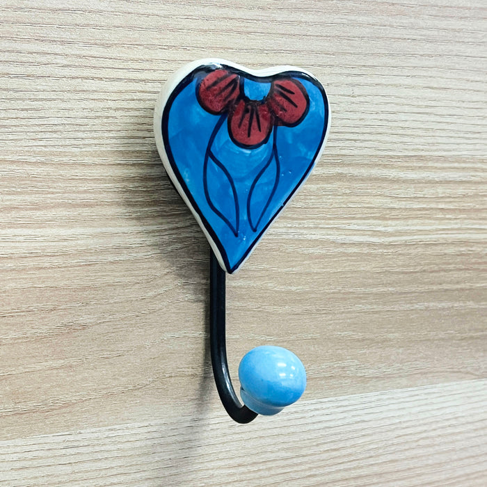 Heart Shaped Ceramic Iron Key Holder with Floral Design 2