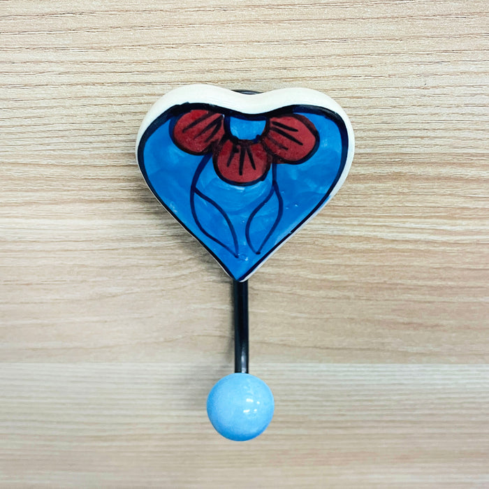 Heart Shaped Ceramic Iron Key Holder with Floral Design 6