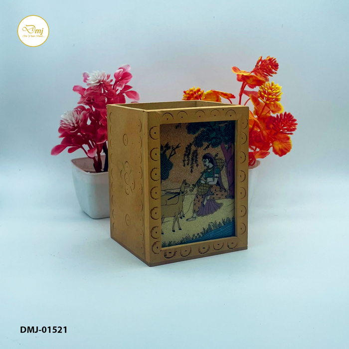 Artisan-Crafted Wooden Pen Holder Elegant Desk Organizer