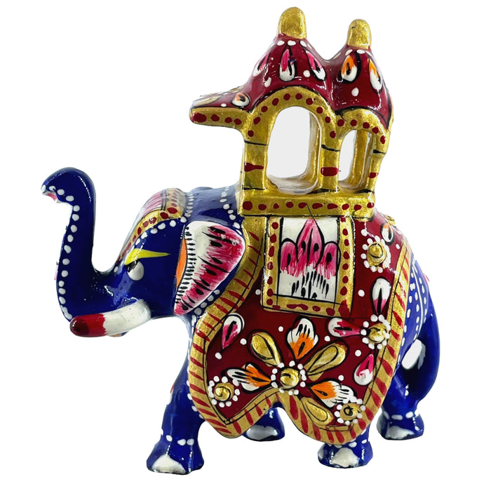 Hand-Painted Royal Elephant Figurine – Meenakari Home Décor