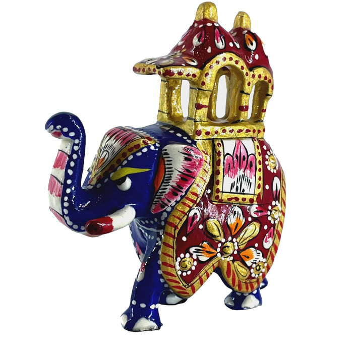 Hand-Painted Royal Elephant Figurine – Meenakari Home Décor