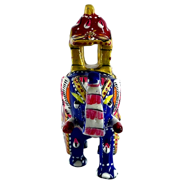 Hand-Painted Royal Elephant Figurine – Meenakari Home Décor