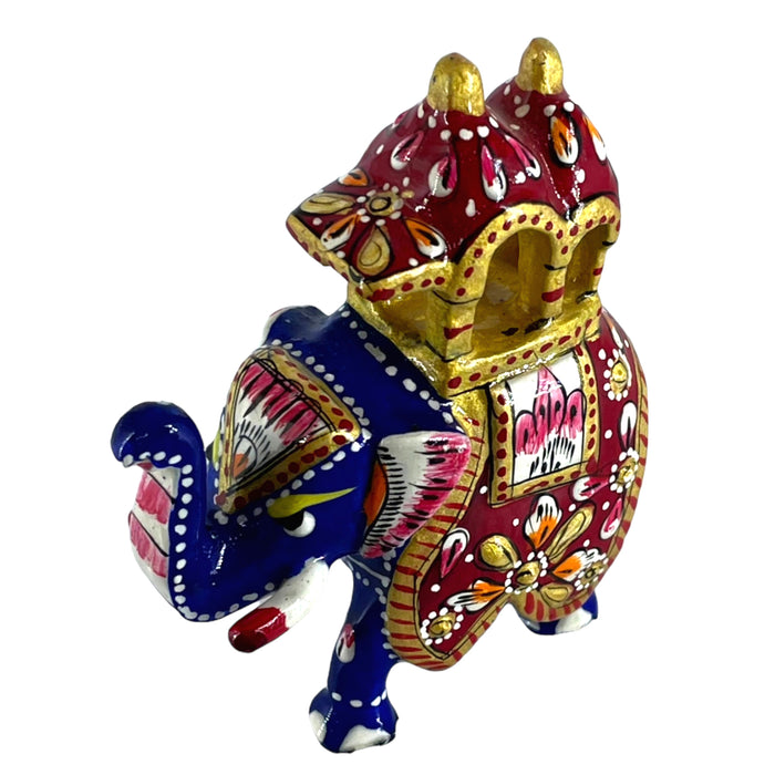 Hand-Painted Royal Elephant Figurine – Meenakari Home Décor