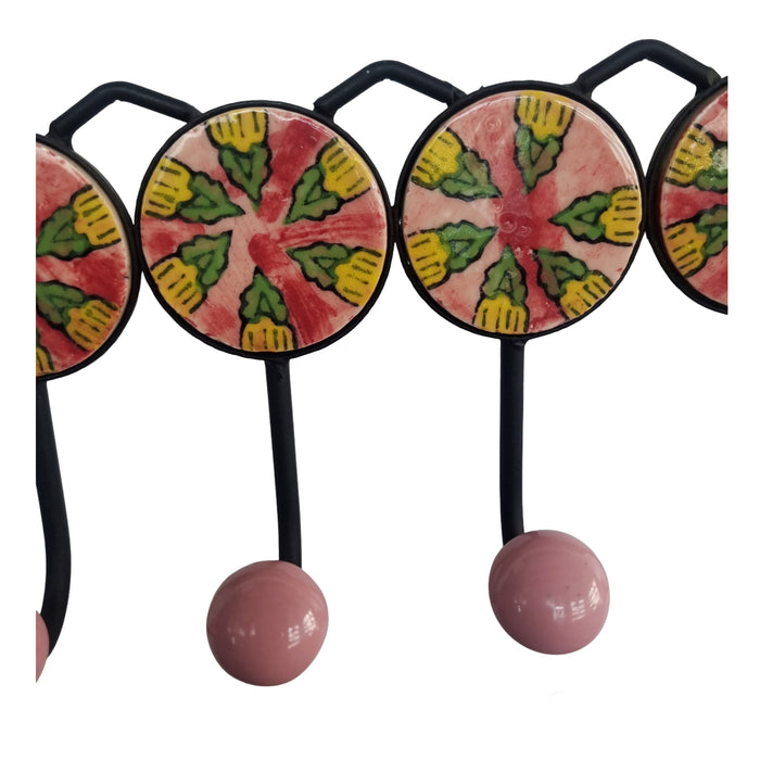 Hand Painted Ceramic Iron Wall 4 Hooks Key Hangers
